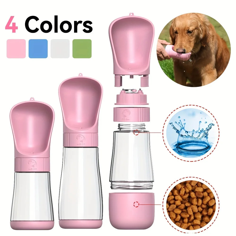 Portable pet water bottle, outdoor water fountain, dog water and food cup, water bottle, dog bowl for outings