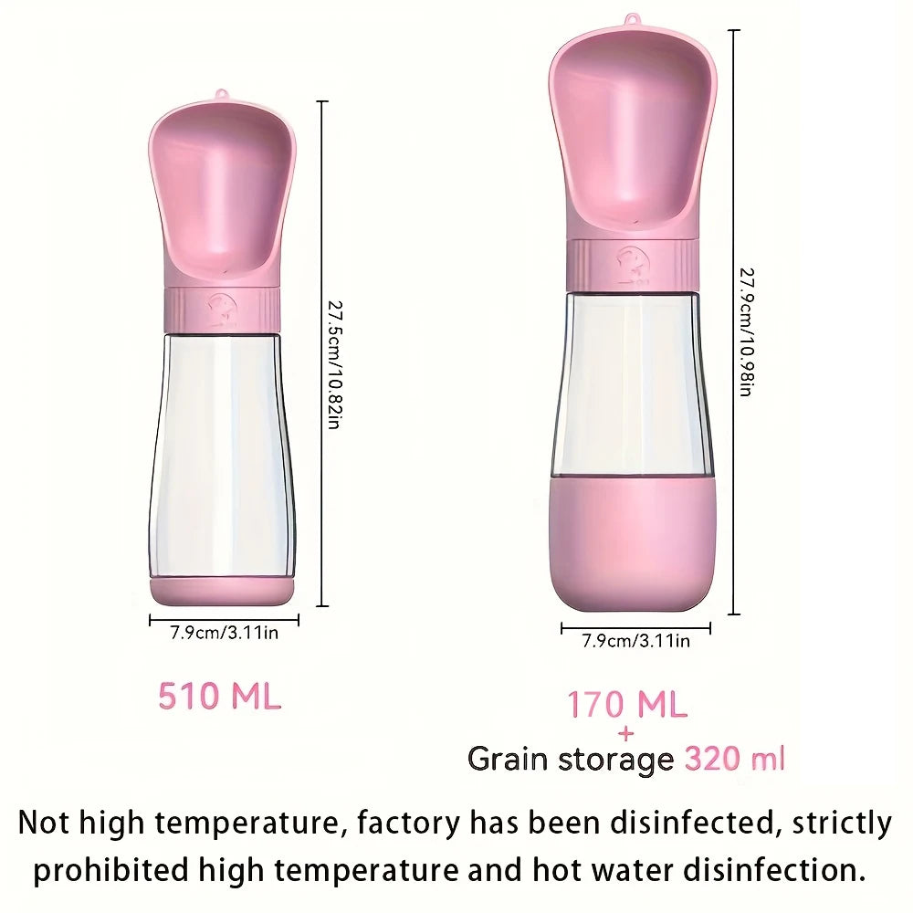 Portable pet water bottle, outdoor water fountain, dog water and food cup, water bottle, dog bowl for outings