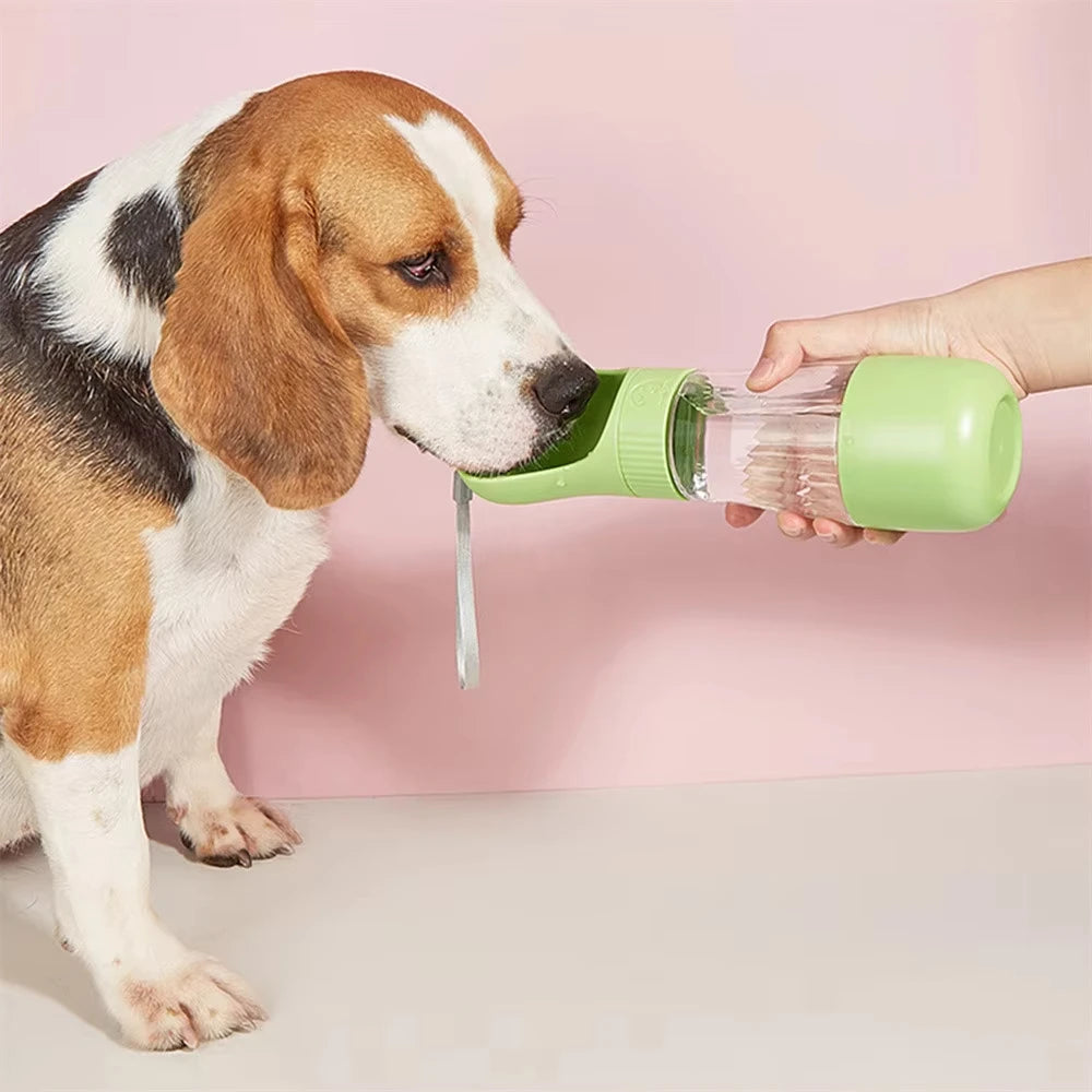 Portable pet water bottle, outdoor water fountain, dog water and food cup, water bottle, dog bowl for outings